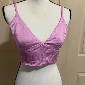 aerie large Lilac Satin V-Neck Bralette